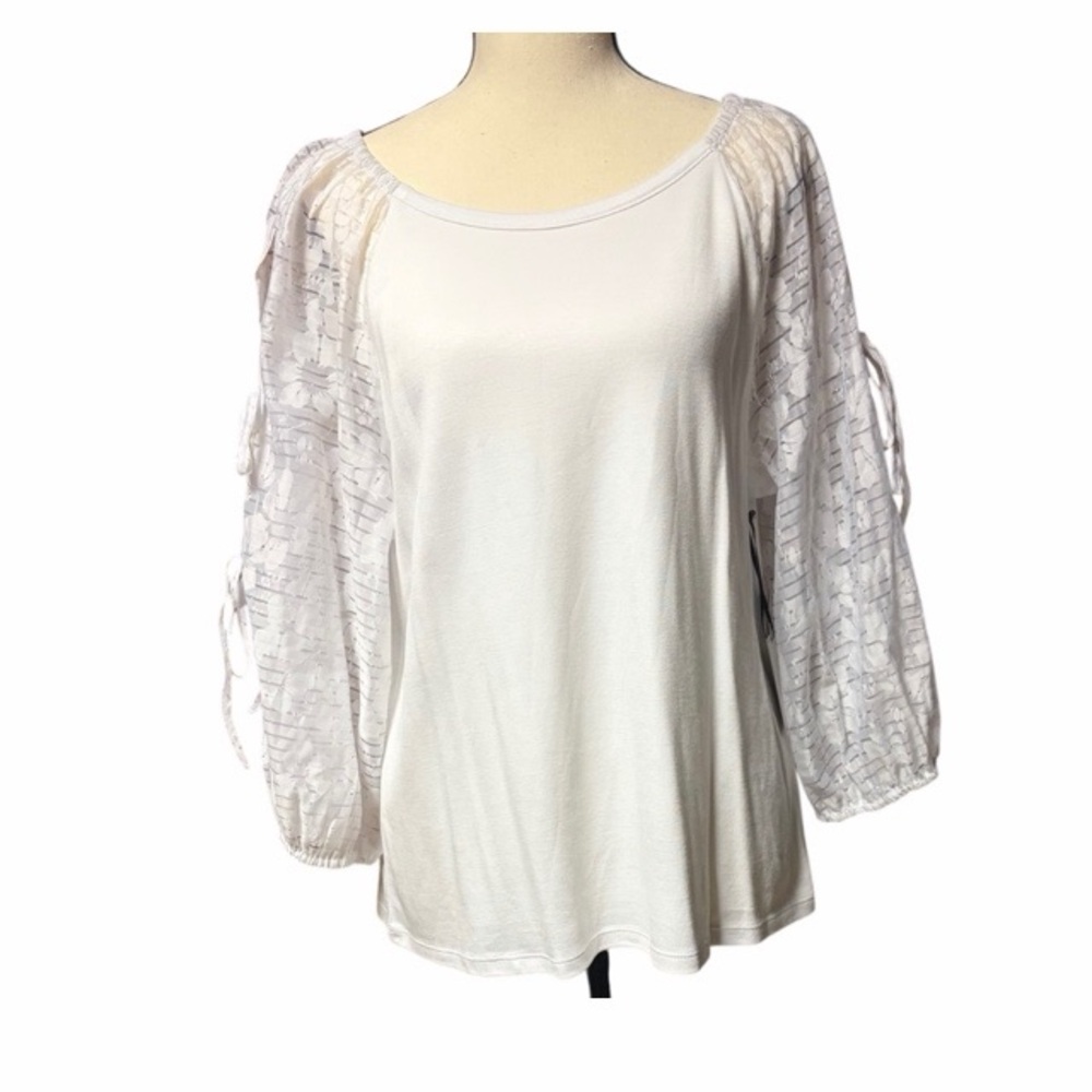 1.State Split Tie Sleeve White Blouse NWT‎